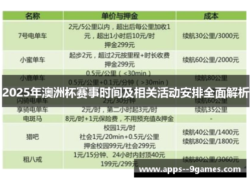 2025年澳洲杯赛事时间及相关活动安排全面解析 2025年澳洲杯赛事时间及相关活动安排全面解析