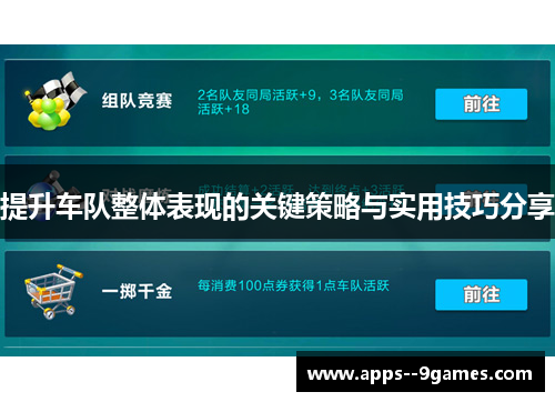 提升车队整体表现的关键策略与实用技巧分享 提升车队整体表现的关键策略与实用技巧分享